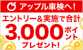 アップル車検で車検予約&実施で合計3,000ポイントプレゼントキャンペーン!