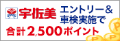 宇佐美車検の対象店舗で車検予約・実施で合計2,500ポイントキャンペーン！